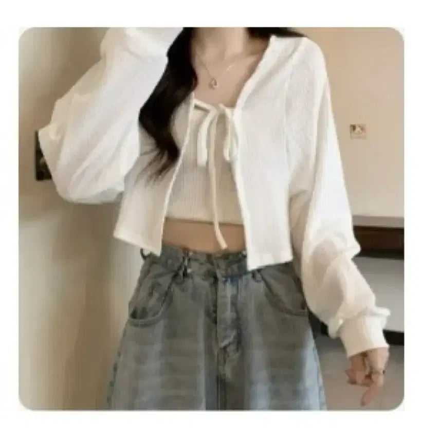 [BUNJANG] Black Short Oversized Ribbon Bolero Cardigan / 블랙 숏 오버핏 리본끈 볼레로 가디건