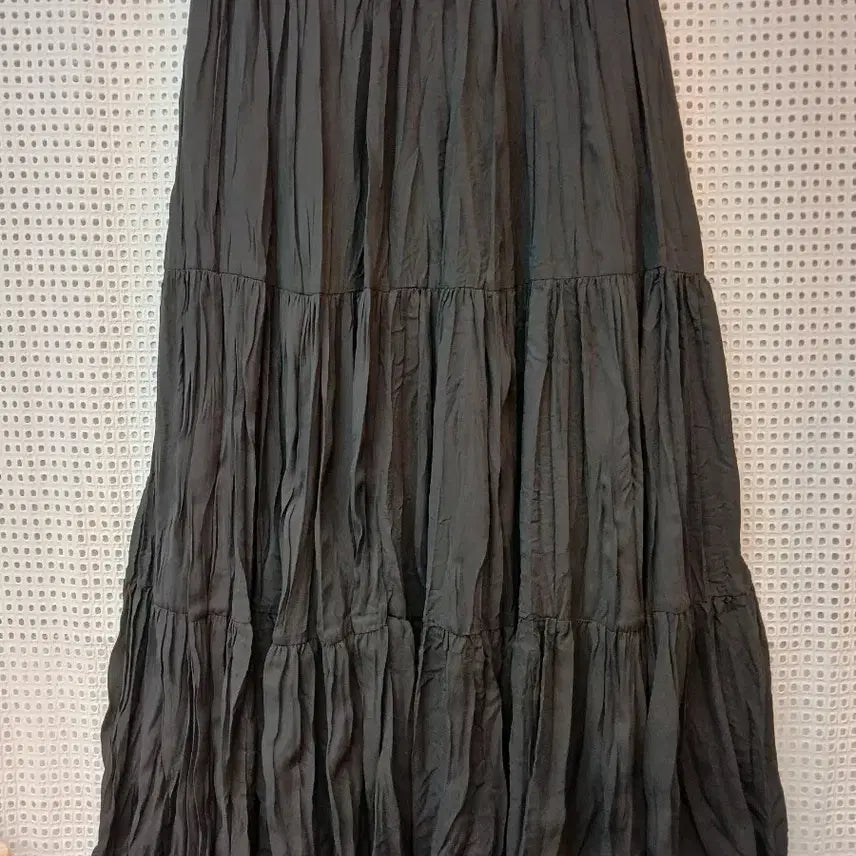 [BUNJANG] Pleated Long Skirt Black Free Size / 플리츠 롱 스커트 검정색 free