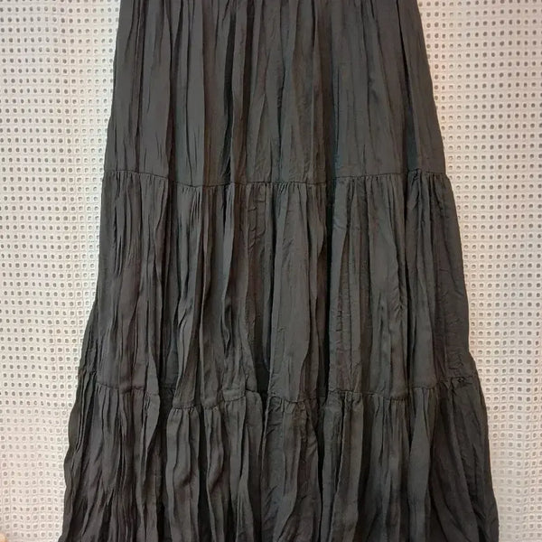 [BUNJANG] Pleated Long Skirt Black Free Size / 플리츠 롱 스커트 검정색 free