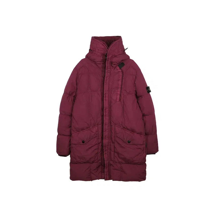 [BUNJANG] Stone Island Crinkle Reps Hooded Long Down Jacket / 스톤 아일랜드 크링클랩스 후드 롱 다운 자켓