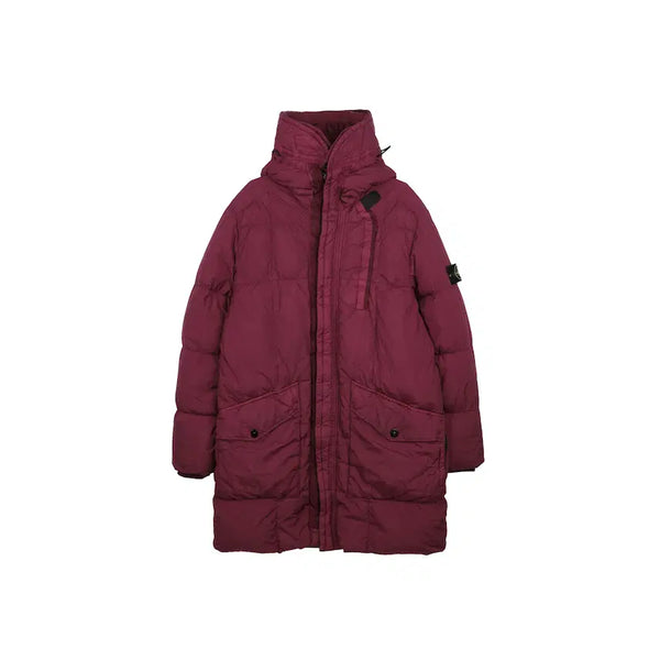 [BUNJANG] Stone Island Crinkle Reps Hooded Long Down Jacket / 스톤 아일랜드 크링클랩스 후드 롱 다운 자켓