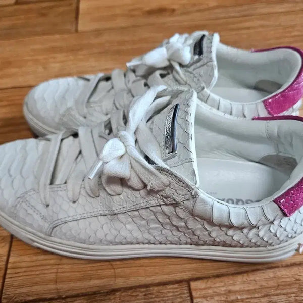 [BUNJANG] DSQUARED2 Python Pattern Leather Sneakers White/Pink (IT 37 / 235-240mm) / 디스퀘어드2 파이톤 패턴 가죽 스니커즈 화이트/핑크 (37 / 235~240mm)