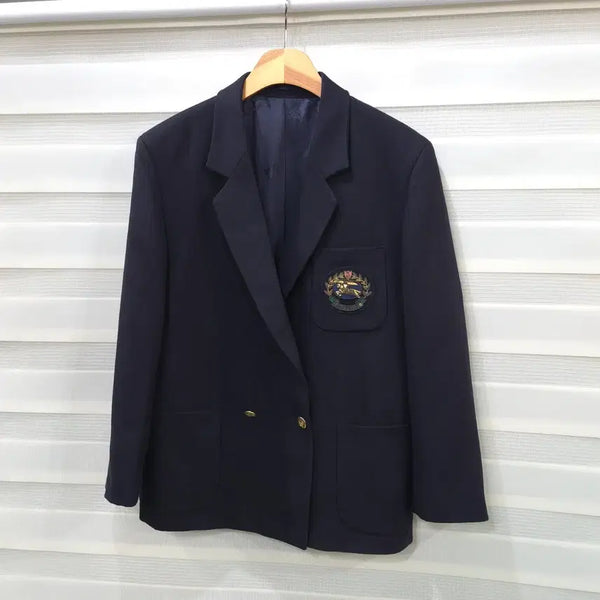 [BUNJANG] Vintage Burberry Crest Logo Gold Button Double Blazer Women's M-L / 빈티지 버버리 크레스트 로고 금장 더블 블레이져- 우먼M-L