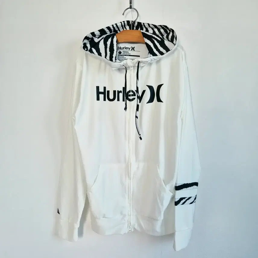 [BUNJANG] Hurley White Full Zip Hooded Rash Guard / [L] Hurley 화이트 래쉬가드 / 풀 집업 후드형 / 헐리