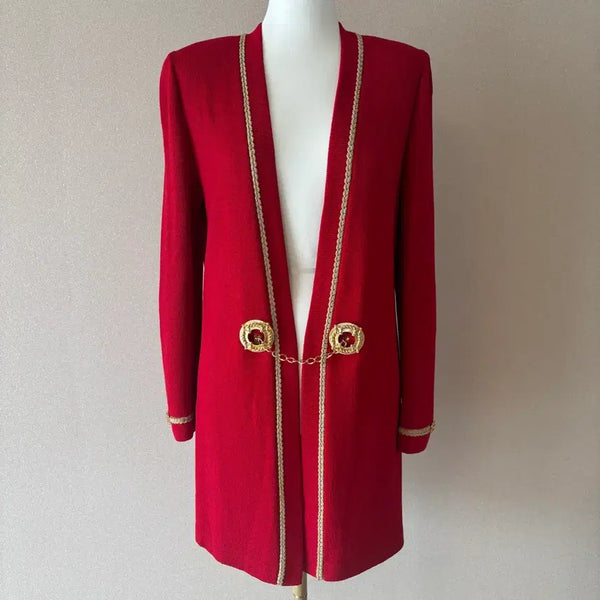 [BUNJANG] St. John Red Knit Cardigan / [정품]St. John 센존 레드 니트 가디건
