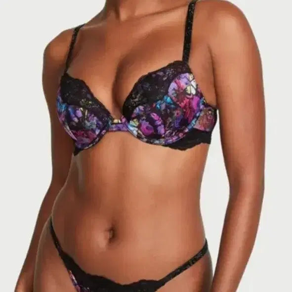 [BUNJANG] Victoria's Secret Shine Strap Push-up Bra & Thong Set / 빅토리아 시크릿 샤인 스트랩 푸쉬업 브라 티팬티 세트 34B/S
