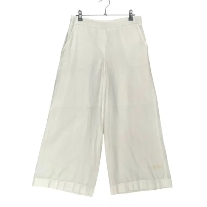[BUNJANG] ZOOC Linen Blend Wide Crop Pants (White, Size 55) / 주크 ZOOC 화이트 린넨 블렌드 와이드 크롭 팬츠 55