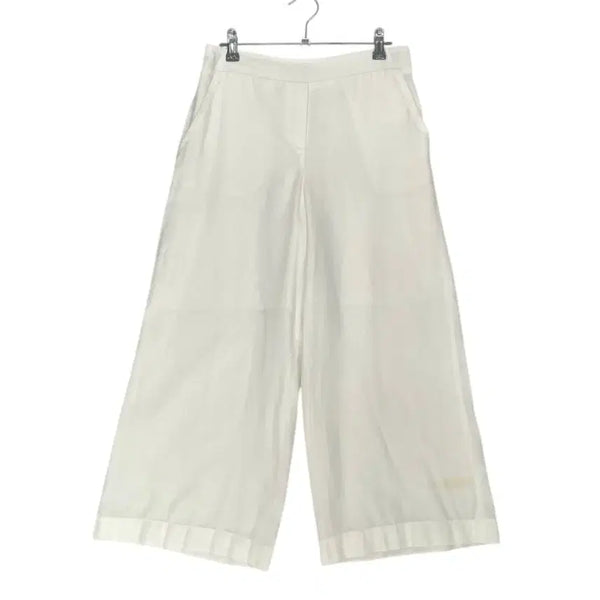 [BUNJANG] ZOOC Linen Blend Wide Crop Pants (White, Size 55) / 주크 ZOOC 화이트 린넨 블렌드 와이드 크롭 팬츠 55