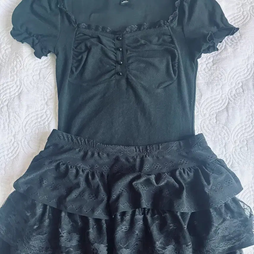 [BUNJANG] Black Skirt Set / 공겜여주룩 옷 검정 치마 세트 판매