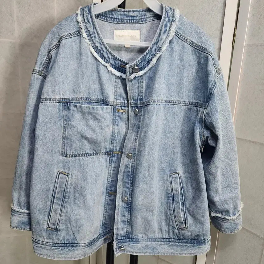 [BUNJANG] Plastic Island 3/4 Sleeve Denim Jacket / 플라스틱아일랜드 청자켓 7부소매