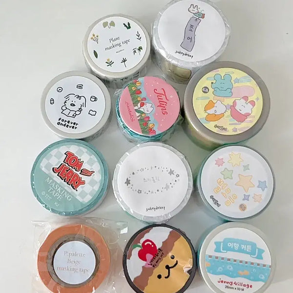 [BUNJANG] Masking Tape Set (10 pcs) / 미개봉새상품) 마스킹 테이프 10개 일괄ㅣ마테 다꾸 수키도키