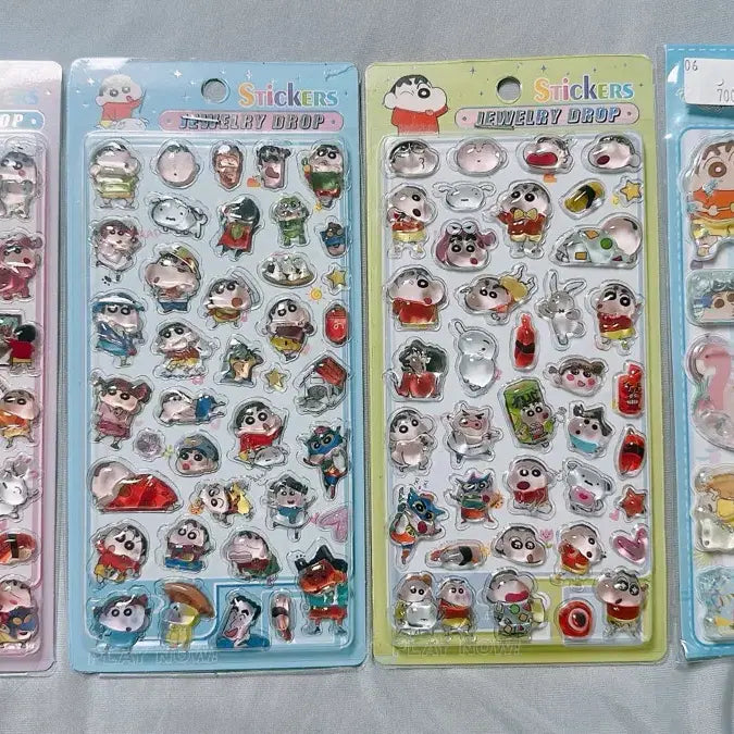 [BUNJANG] Crayon Shin-chan Bong Bong Drop & Water Sticker Set (4 Types) / 짱구 봉봉 드롭, 워터 스티커 4종 세트