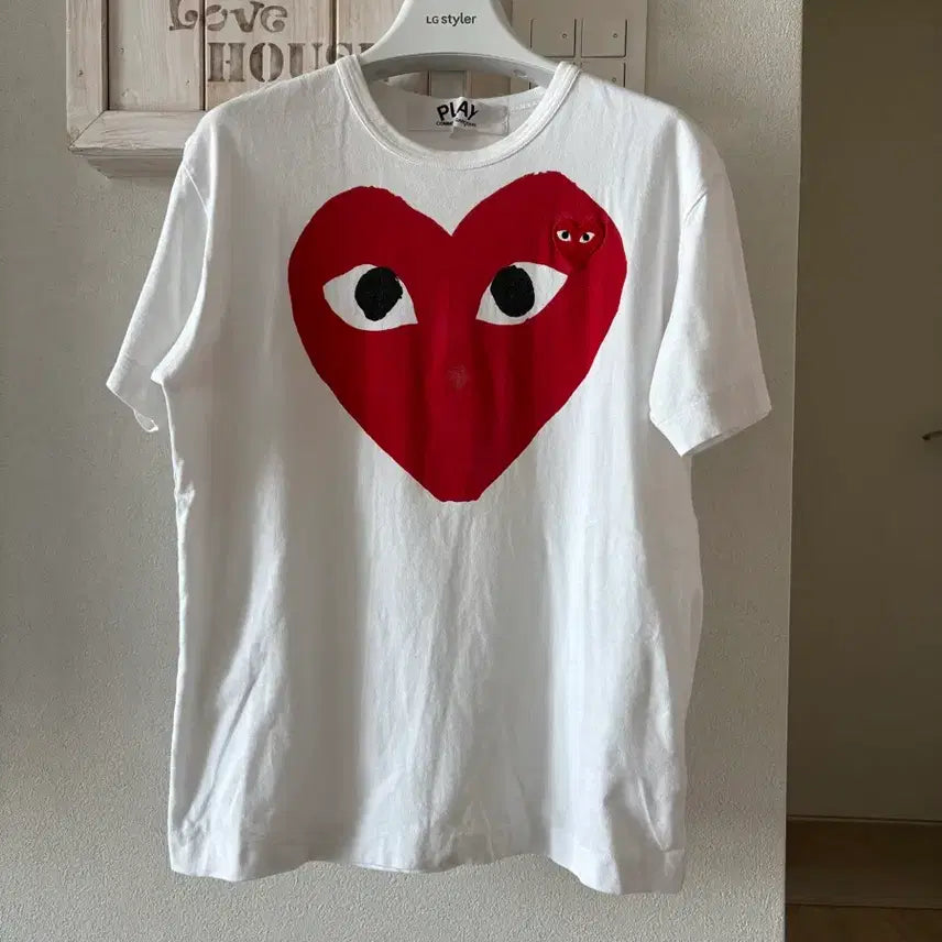 [BUNJANG] Comme des Garçons Heart Logo Short Sleeve T-Shirt White / 백화점정품)꼼데가르송 하트 로고 반팔 티셔츠