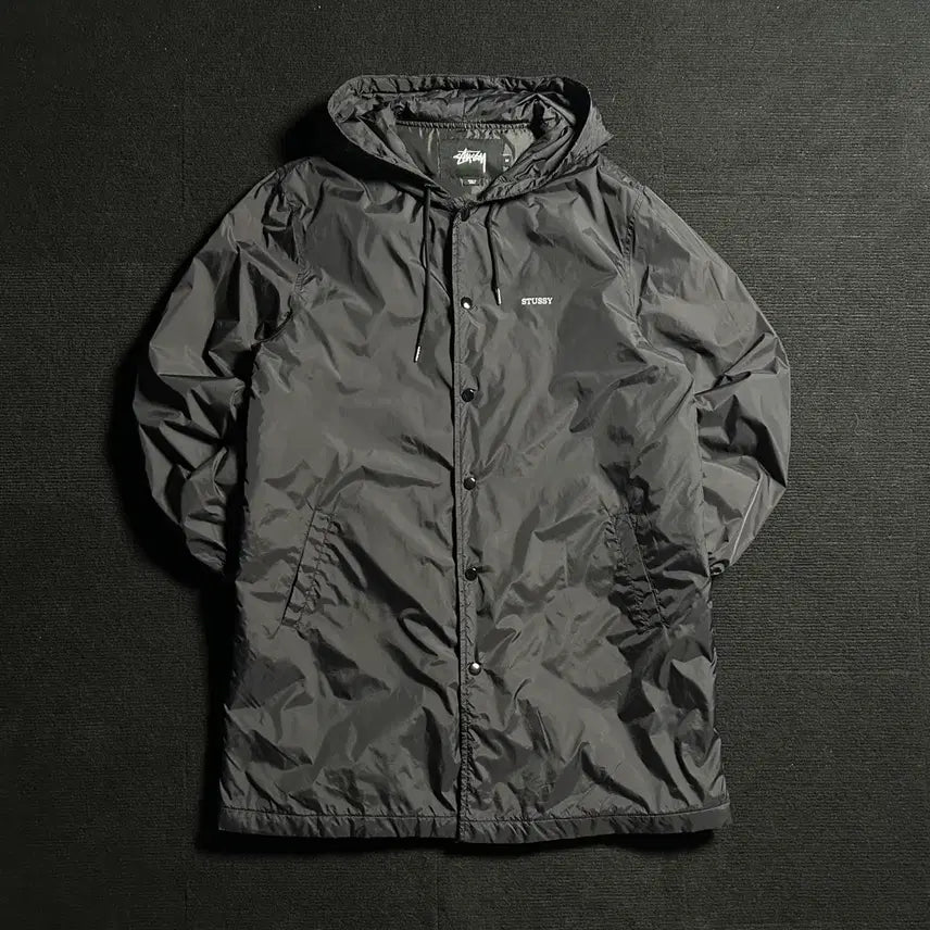 [BUNJANG] Stussy Long Hooded Coach Jacket / 스투시 후디 롱 코치 자켓