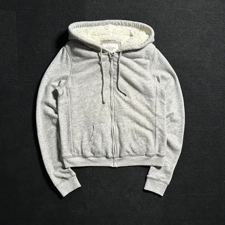 [BUNJANG] Abercrombie Sherpa Lined Grey Zip-Up Hoodie / 아베크롬비 쉐르파 그레이 후드집업