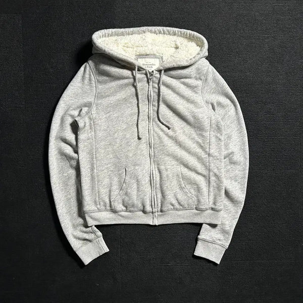 [BUNJANG] Abercrombie Sherpa Lined Grey Zip-Up Hoodie / 아베크롬비 쉐르파 그레이 후드집업