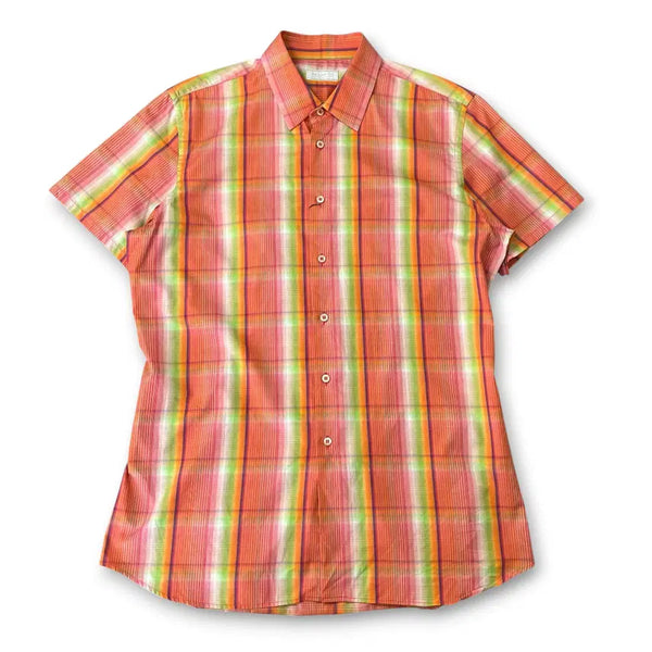 [BUNJANG] Prada 00s Multicolor Check Short Sleeve Shirt L / 프라다 00s 빈티지 멀티컬러 체크 반팔셔츠 L
