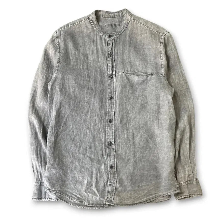 [BUNJANG] Series Grey Mandarin Collar Linen Shirt / (95) 시리즈 그레이 차이나카라 린넨 셔츠