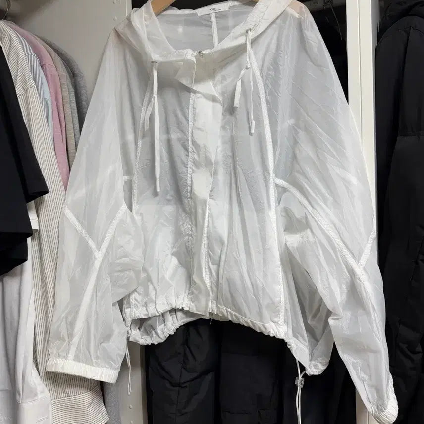 [BUNJANG] High-Quality See-Through Hooded Windbreaker Zip-Up Jacket / 고퀄 시스루 후드 바람막이 집업