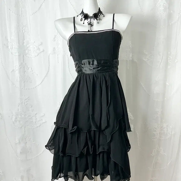 [BUNJANG] Layered Chiffon Ribbon Dress / 레이어드 쉬폰 리본 원피스