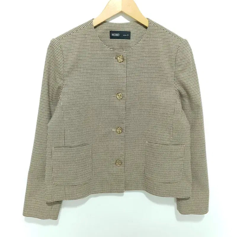 [BUNJANG] MIXXO Checked Roundneck Single Jacket / 미쏘 체크 라운드넥 싱글 자켓 S_M3363