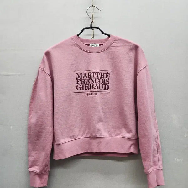 [BUNJANG] Marithe Francois Girbaud Big Logo Embroidered Cropped Sweatshirt / 마리떼 프랑소와저버 빅로고자수 크롭 맨투맨 S(M~L)