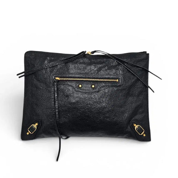 [BUNJANG] Balenciaga Black Leather Motor Slim Clutch Bag / Balenciaga 발렌시아가 정품 여성 남성 가방 블랙가죽 모터백 슬림 클러치백 맨스백 세컨백 손가방 청라중고명품 25120