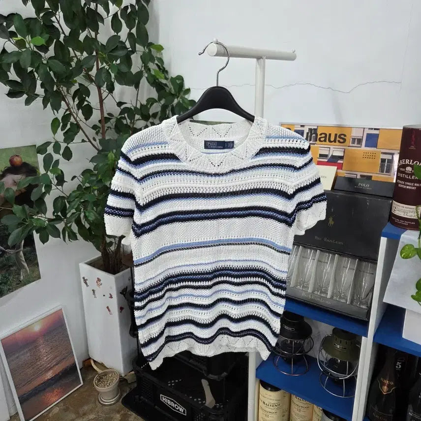 [BUNJANG] Polo Ralph Lauren Women's Striped Summer Short Sleeve Knit - Size S / 폴로랄프로렌 우먼 스트라이프 썸머 반팔니트 S