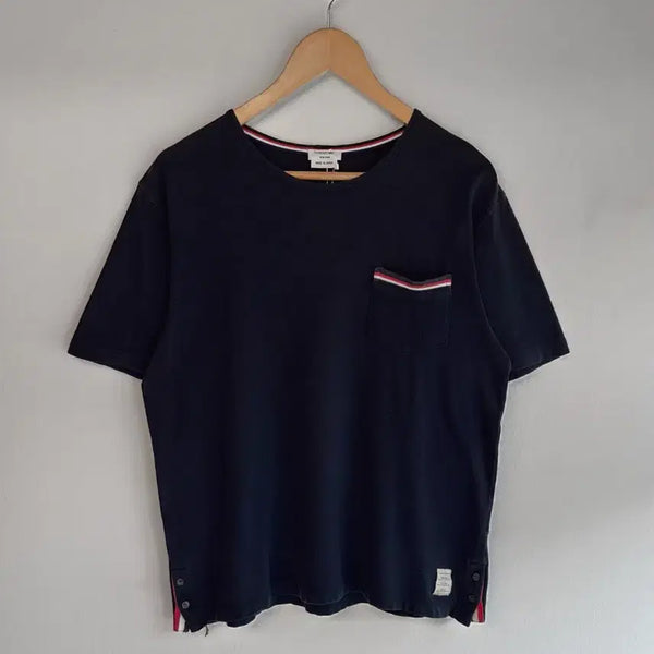 [BUNJANG] Thom Browne Navy Cotton Pocket Short-Sleeve T-Shirt / 톰브라운 네이비 코튼 포켓 반팔티셔츠