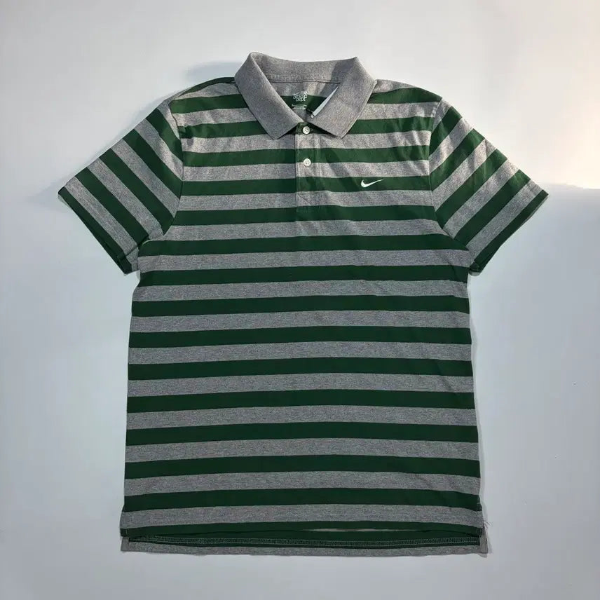 [BUNJANG] Nike Striped Collar T-Shirt Green/Gray / 나이키 단가라 카라티 그린/그레이