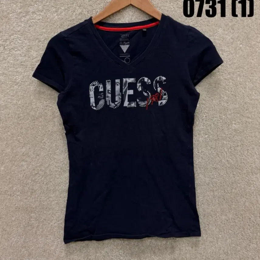 [BUNJANG] Guess Navy Logo T-Shirt with Embellishments / 게스 반팔 티셔츠 네이비