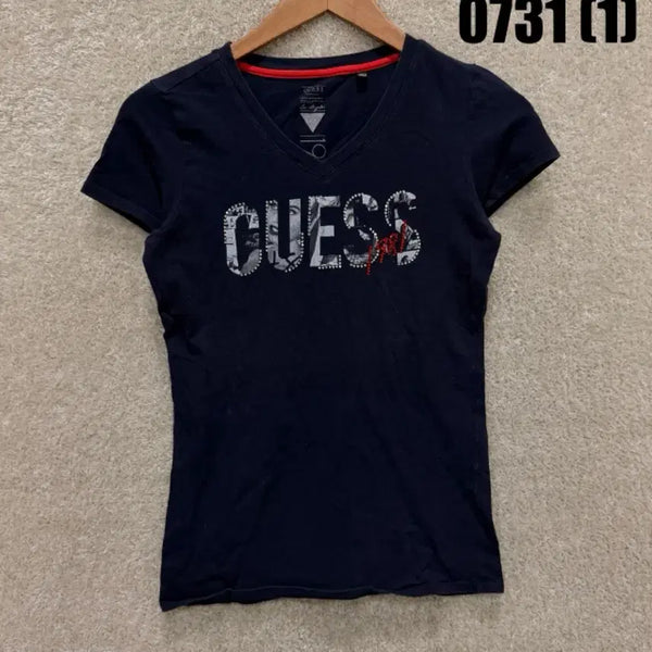 [BUNJANG] Guess Navy Logo T-Shirt with Embellishments / 게스 반팔 티셔츠 네이비