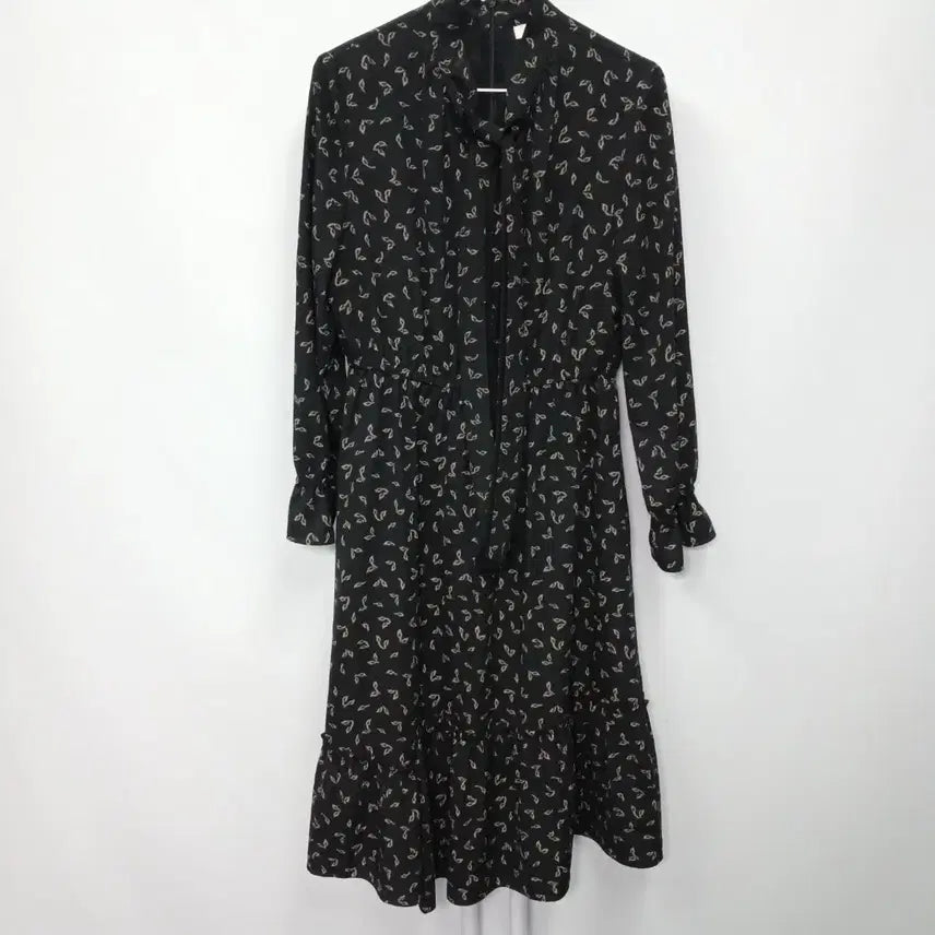 [BUNJANG] She's Miss Chiffon Flower Long Sleeve Dress Size 55 / 쉬즈미스 쉬폰 플라워 긴팔 원피스 55