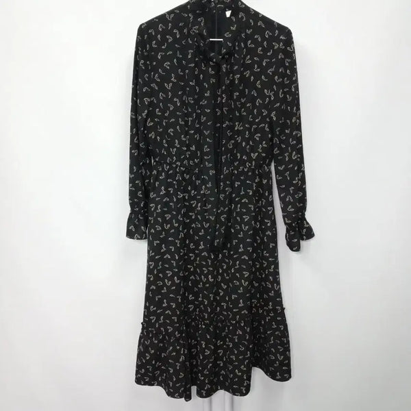 [BUNJANG] She's Miss Chiffon Flower Long Sleeve Dress Size 55 / 쉬즈미스 쉬폰 플라워 긴팔 원피스 55