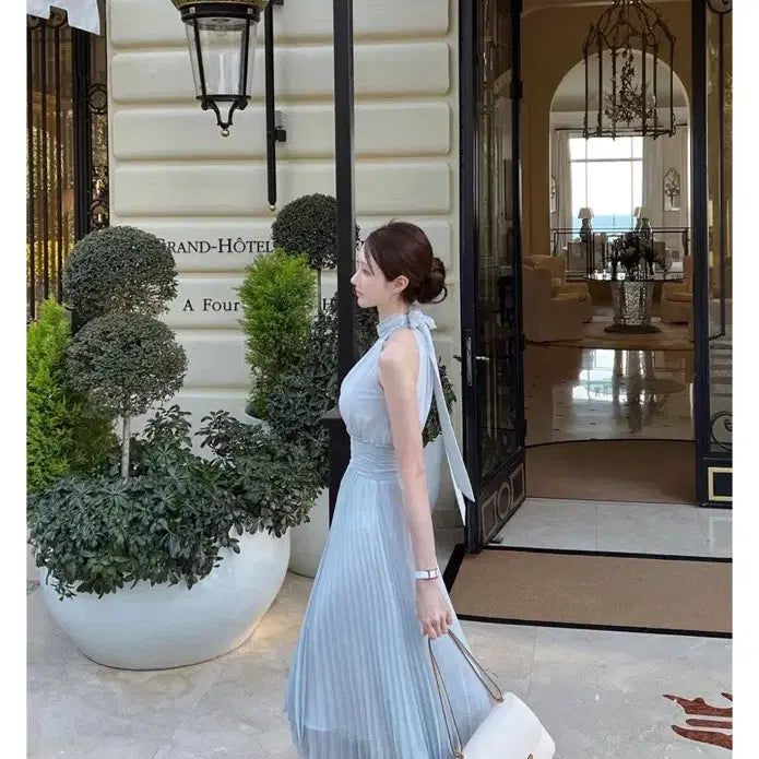 [BUNJANG] Labelle Blanc Ciel Dress Grey Blue / 라벨르블랑 시엘 원피스