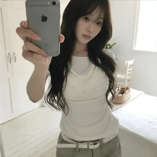 [BUNJANG] Layered T-shirt / (새상품)레이어드 일체형 반팔