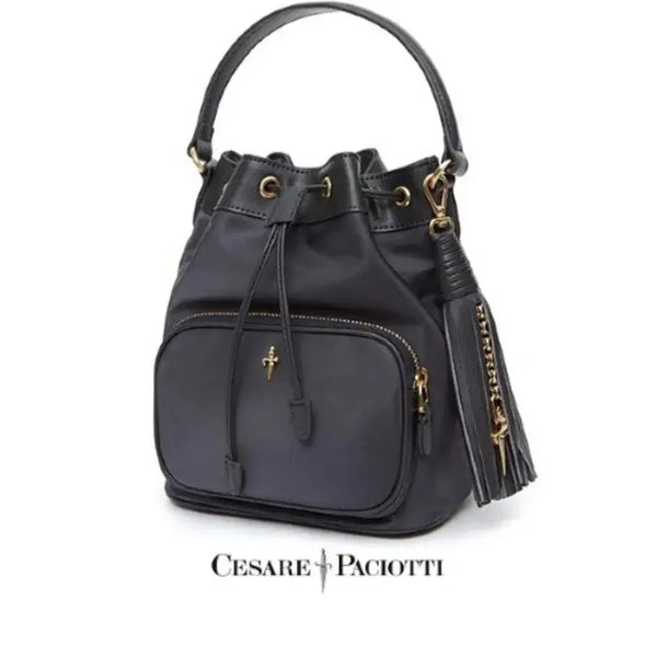 [BUNJANG] Cesare Paciotti Drawstring Shoulder Tote Bag Black/Gray / 체사레 파치오티 복주머니 숄더 토트백 블랙 /그레이 각각