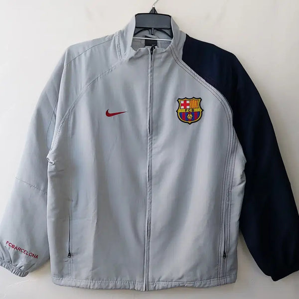 [BUNJANG] Nike FC Barcelona 05 Vintage Track Jacket - Grey/Navy (M/100) / 나이키 05빈티지 M/100 FC바르셀로나 바람막이 자켓. GN. -A.