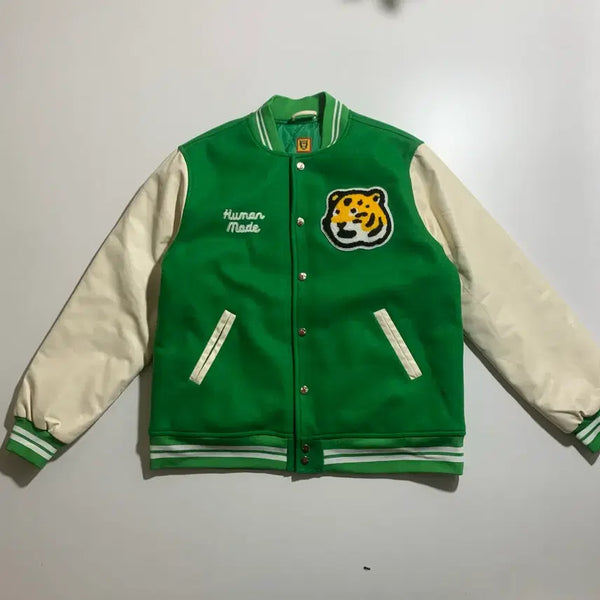 [BUNJANG] Human Made Tiger & Hotdog Varsity Jacket Green / 휴먼메이드 타이거 앤 핫도그 바시티 자켓 그린