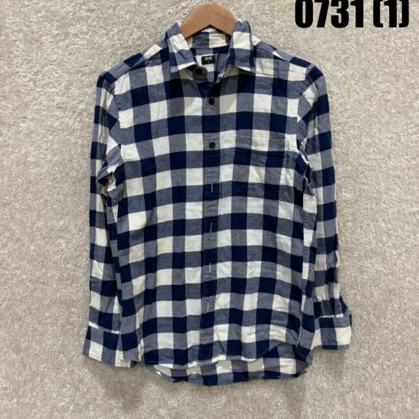 [BUNJANG] Uniqlo Checked Shirt Navy / 유니클로 체크 남방 네이비