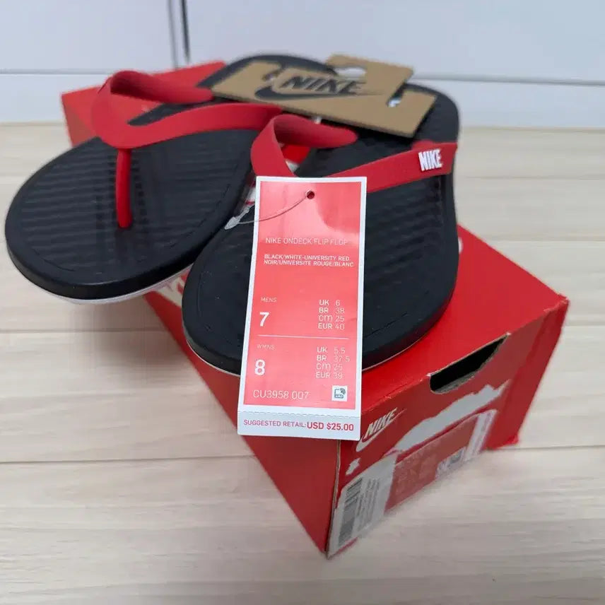 [BUNJANG] Nike Ondex Flip-Flops Black Red Size 250 / (새상품) 나이키 온덱 쪼리 250 블랙 레드