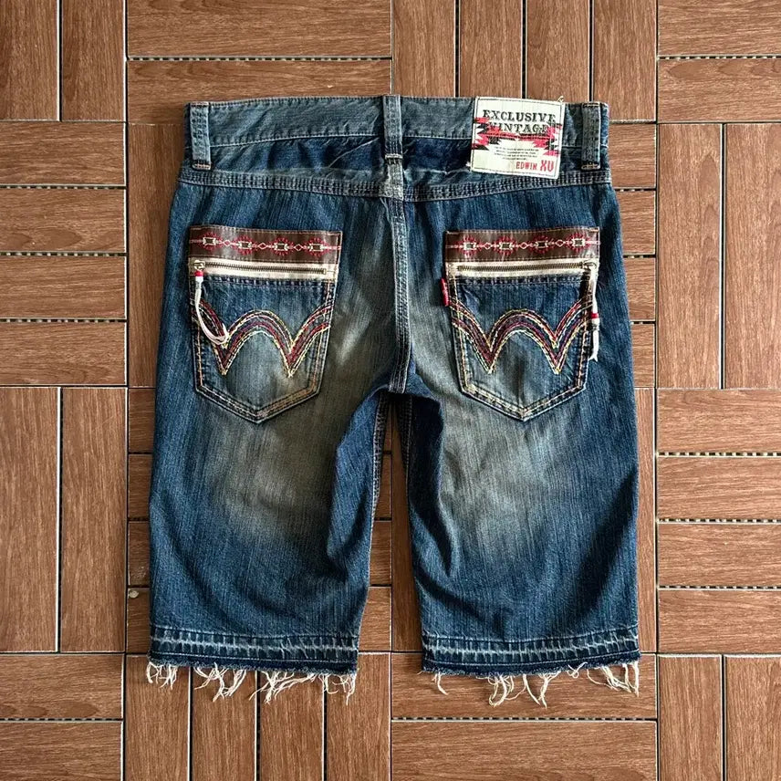 [BUNJANG] Edwin XV Western Native Pattern Denim Shorts Pants Size 34 / 에드윈 XV 웨스턴 네이티브 패턴 데님 숏츠 팬츠 34