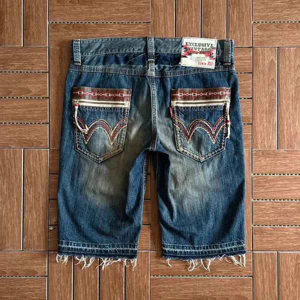 [BUNJANG] Edwin XV Western Native Pattern Denim Shorts Pants Size 34 / 에드윈 XV 웨스턴 네이티브 패턴 데님 숏츠 팬츠 34
