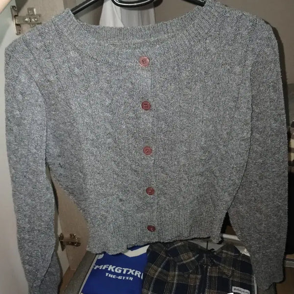 [BUNJANG] Avery Gray Cardigan / 에이블리) 회색 가디건