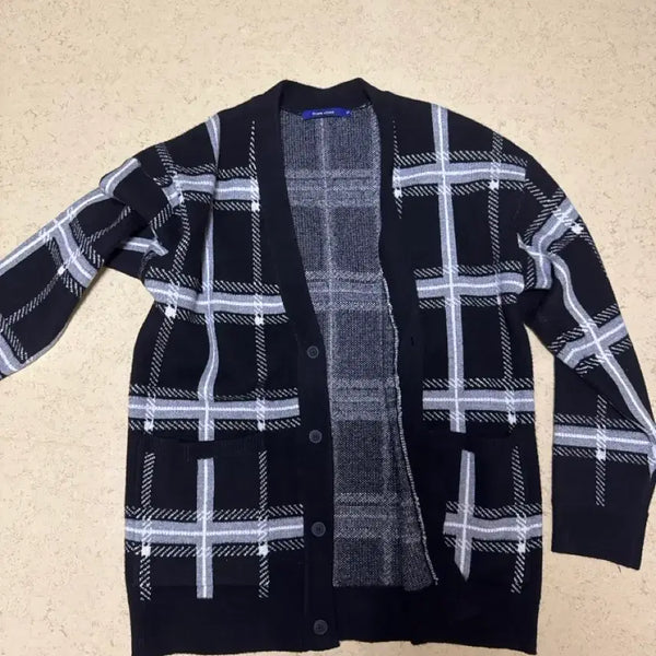 [BUNJANG] Green Bee Check Cardigan / 그린비 체크 가디건
