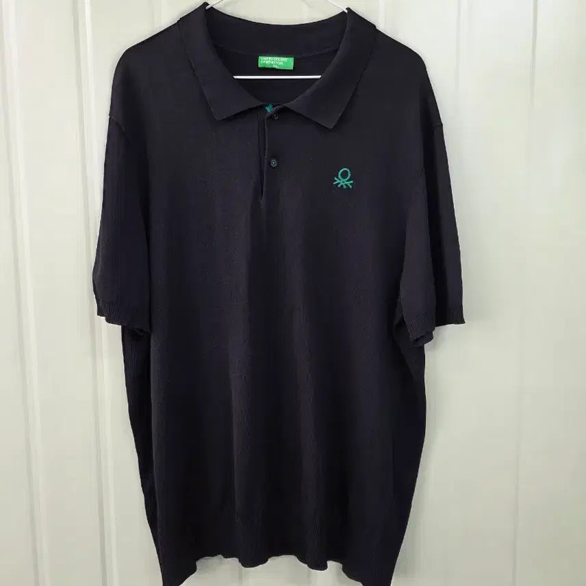 [BUNJANG] United Colors of Benetton Black Knit Polo Shirt XXL / 베네통 블랙 니트 카라티 XXL