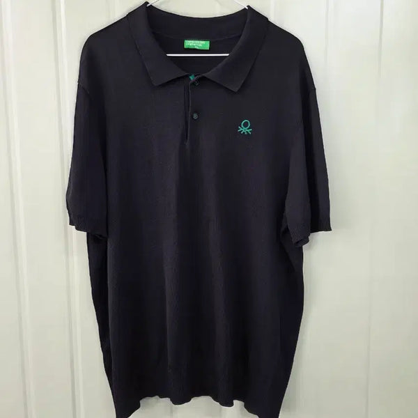 [BUNJANG] United Colors of Benetton Black Knit Polo Shirt XXL / 베네통 블랙 니트 카라티 XXL