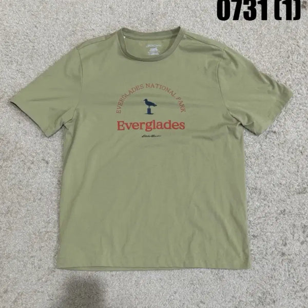 [BUNJANG] Eddie Bauer Short Sleeve T-Shirt Khaki Everglades National Park Print / 에디바우어 반팔 티셔츠 카키
