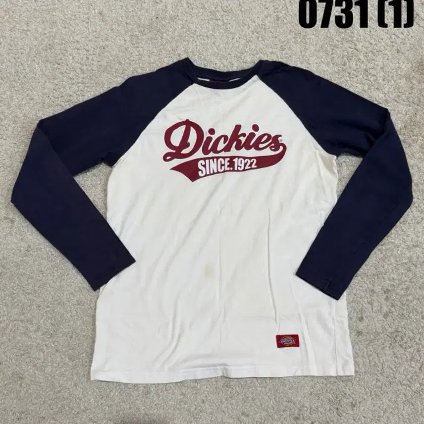 [BUNJANG] Dickies Long Sleeve T-Shirt White/Navy / 디키즈 긴팔 티셔츠 흰색/네이비