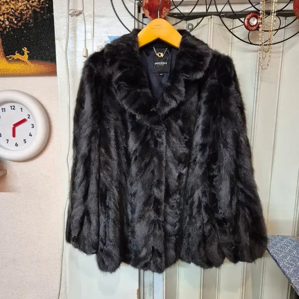 [BUNJANG] Crocodile Fur Coat Black Size 77 / 크로커다일 모피 코트 블랙  77